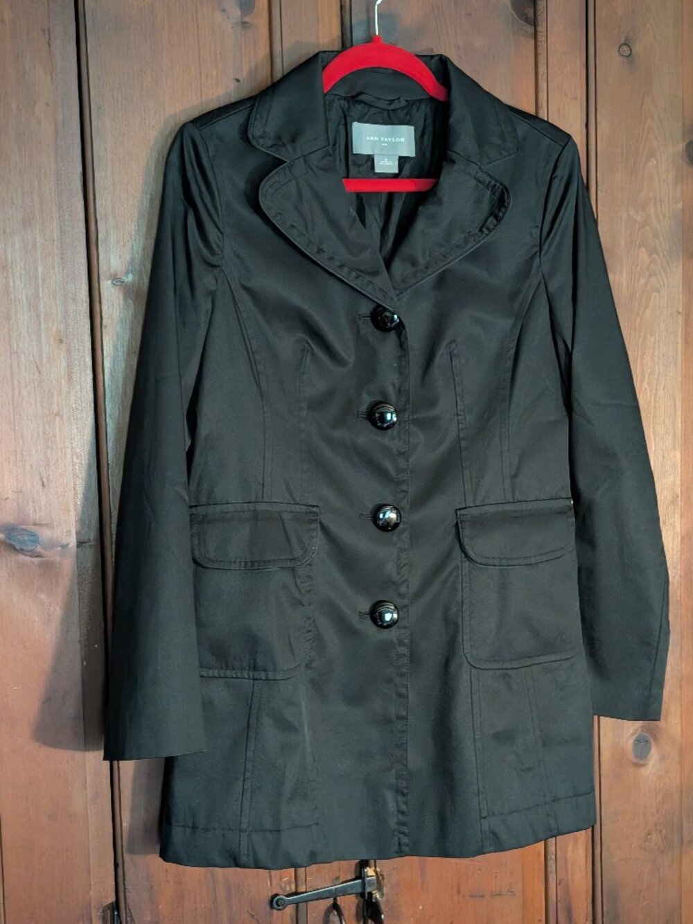 Classic Ann Taylor Classic Black Trench/Rain Coat - Above or at knee - Sz S